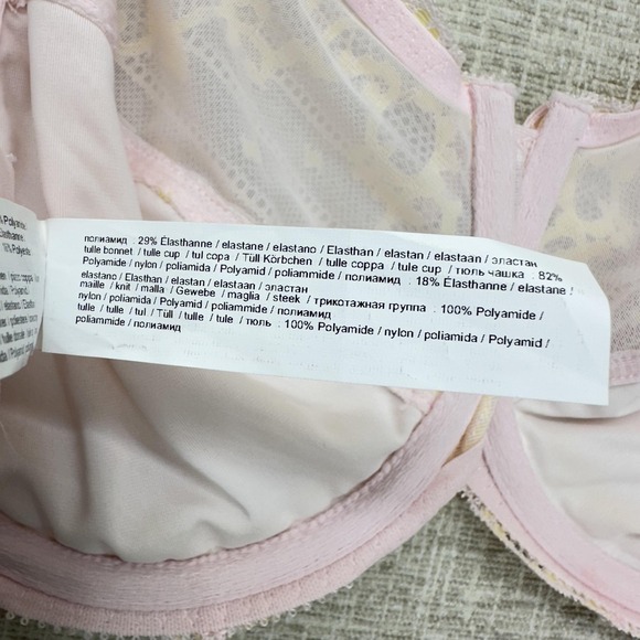 Chantelle Bra Womens 36DDD Pink Lace Balconette Unlined Underwire C32810 - Picture 14 of 14